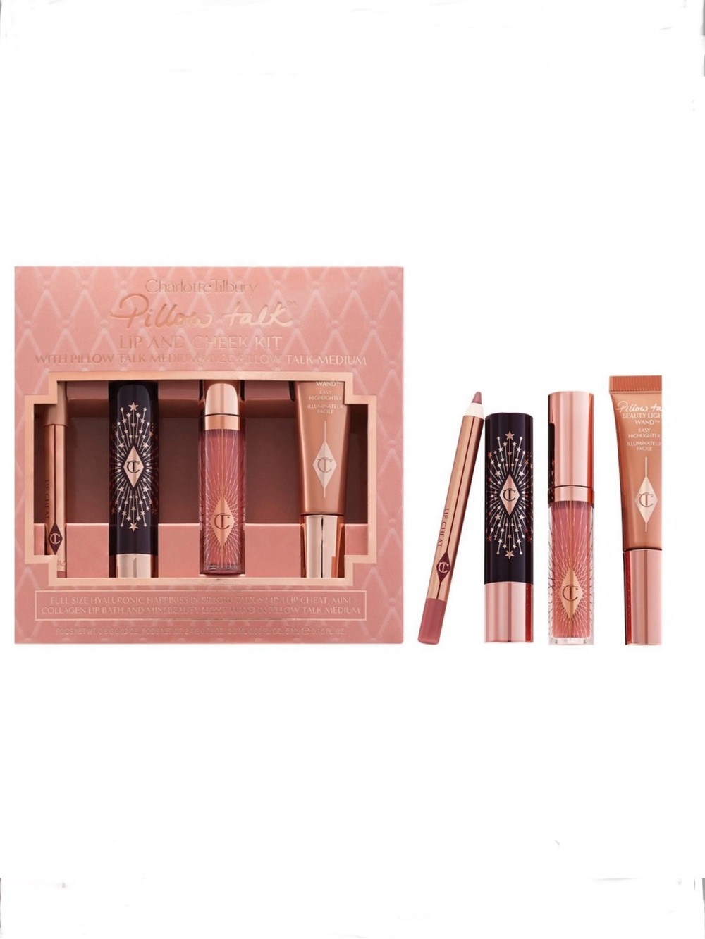 CHARLOTTE TILBURY PILLOW TALK-LIP AND CHEEK KIT - PILLOW TALK MEDIUM-NWT - Picture 2 of 5